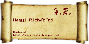 Hegyi Richárd névjegykártya